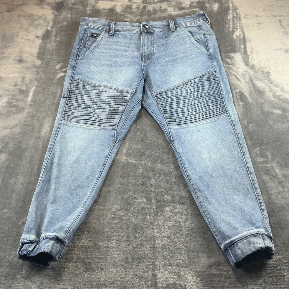 Saint Flight Jean 6203-SMP Mens 38 Light Wash Moto Ribbed Denim Joggers Dyneema